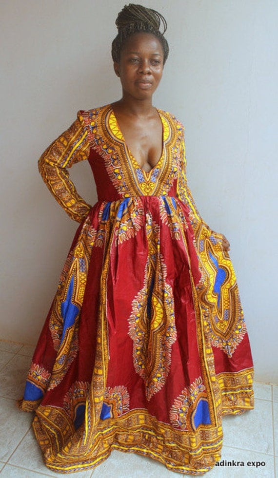 Dashiki Dress/ African Prom Dress/ Dashiki Prom by AdinkraExpo