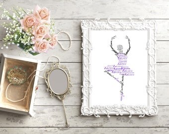 Personalized Ballerina Name Art, Ballet Gifts, Girls Room Decor, Dance Recital Gift, Dance Teacher Gift, Recital Gift, Dance Print