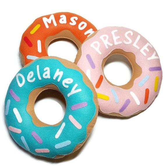 Personalized Felt Donut Pillow your choice of colors