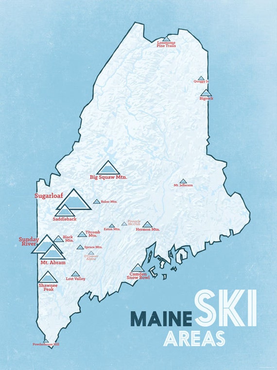 Maine Ski Resorts Map 18x24 Poster by BestMapsEver on Etsy