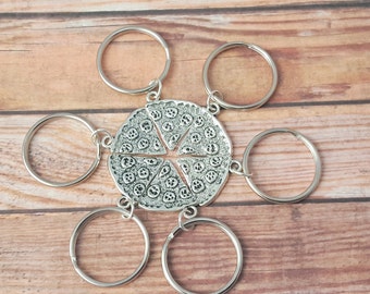 Whole Pizza Keyring Set, Pizza Slice Keychains, Friendship Gift, BFF Gift, Best Friends Gift, Pizza Party, Matching Gift, Squad Gift, Team