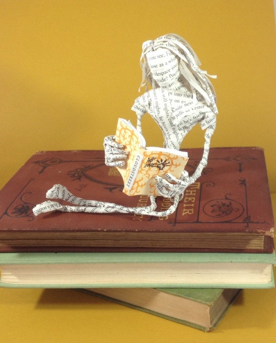 Book sculpture, Book art,  Tim Winton, paper sculpture, paper art, Cloudstreet, Little reader, book lover, repurposed book, librarian