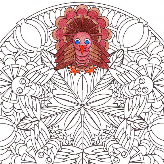  Thanksgiving  Mandala  Coloring  Page  Turkey Time printable