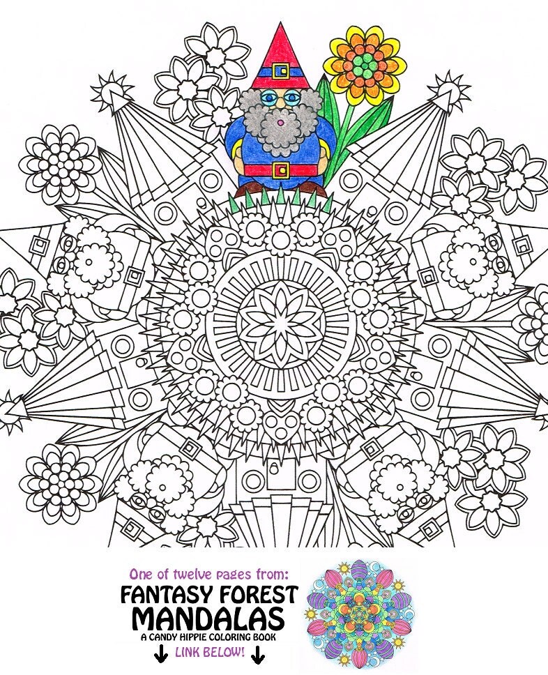 Mandala Coloring Page The Gnomes' Homes instant