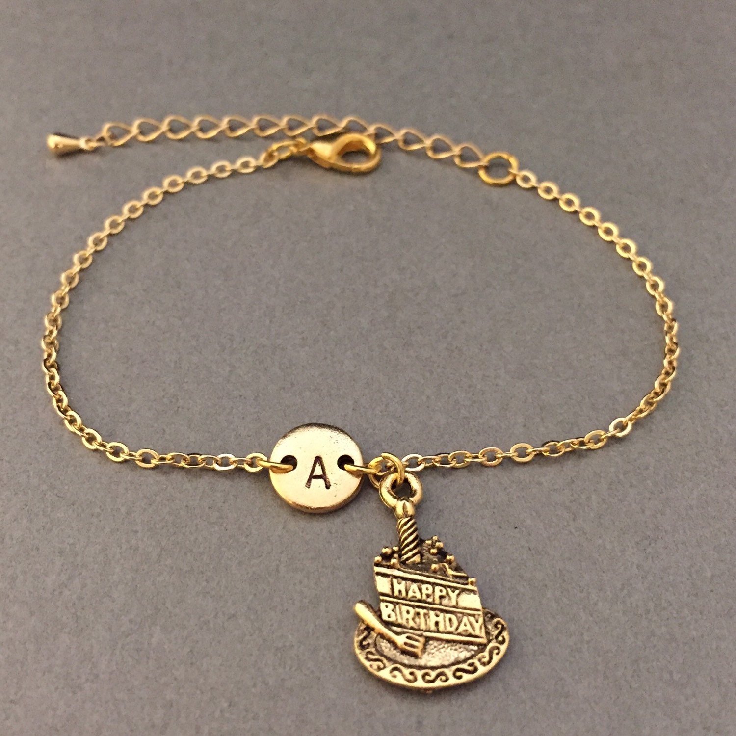 Birthday cake charm bracelet birthday cake charm adjustable