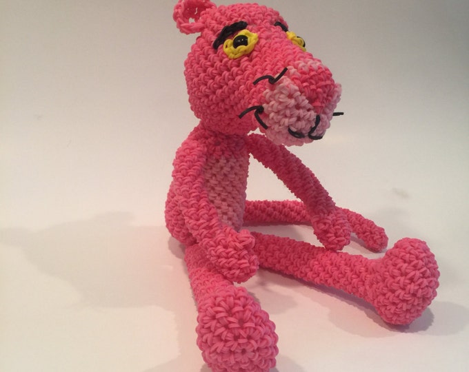 Pink Panther Rubber Band Figure, Rainbow Loom Loomigurumi, Rainbow Loom Character