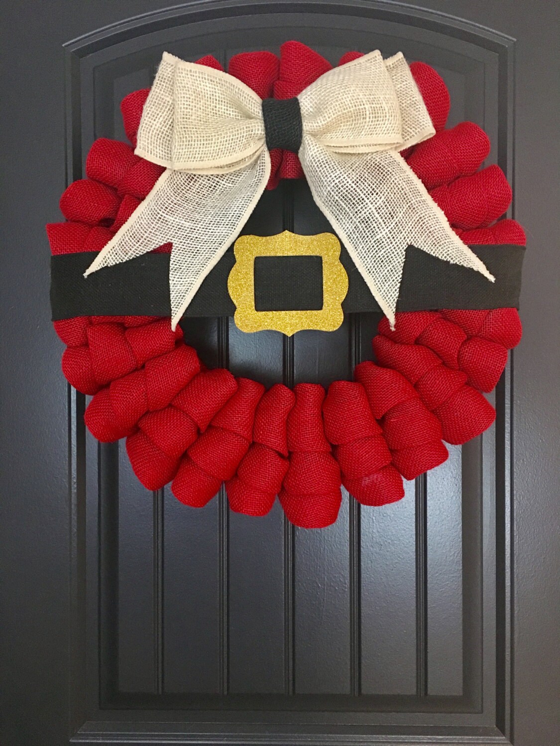 Santa Belt Buckle Burlap Wreath Christmas by ChatsworthRanchCo