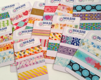 Washi tape sample cards - 3 random patterns of 24 inch washi tape - choose by season, color, theme or random