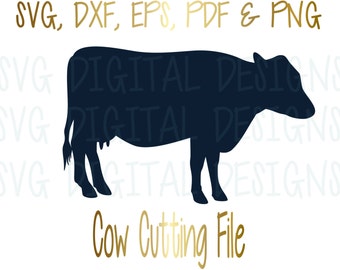 Cow Svg Cut File SVG Digital Design Cutting file for Silhouette & Cricut - Svg Dxf Eps Instant Download Milk Cow Vector - Dairy Cow Clipart