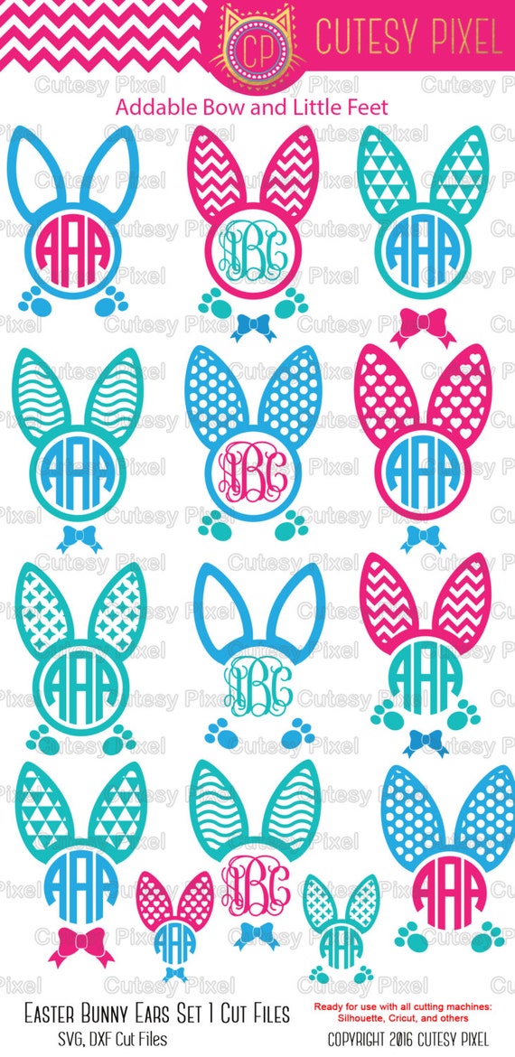 Download Easter bunny ears Monogram Frames Svg cutting file by ...