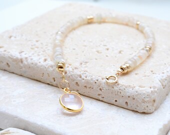 Moonstone Bracelet, Moonstone Jewellery, June Gemstone, Birthstone for June, White Moonstone Jewelry, 14K gold filled, Birthstone Jewellery