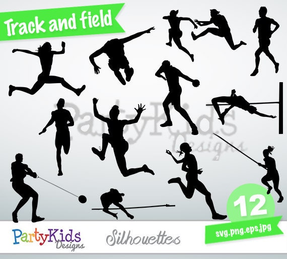 Track and Field Silhouette instant download PNG JPG SVG