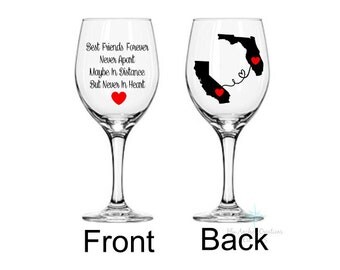 Best Friends Wine Glass, Best friend Gift, Long Distance Best Friend, Best Friend Birthday Gift, Best Friend Long Distance,