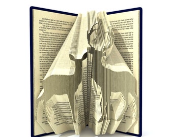 Book folding pattern - PAIR of DEER - 256 folds + Tutorial with Simple pattern - Heart - AN1005