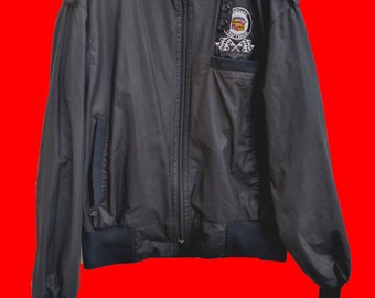 Racing Jacket Vintage cadillac craftsman 80s UPSTREAM cafe racer style retro windbreaker black 80s jacket auto racing lightweight jacket