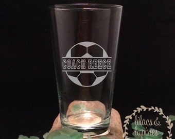 Soccer Coach Gift | Soccer Coach Etched Glass | Personalized Coach Gift | Coach Gift Personalized Soccer Gift Soccer Beer Pint