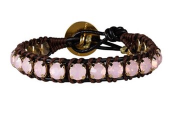 Swarovski Crystal Wrap Bracelet Opal Bracelet Leather Wrap Bracelets for Women Pink Bracelet Boho Leather Wrap Bracelet wrap Bracelets