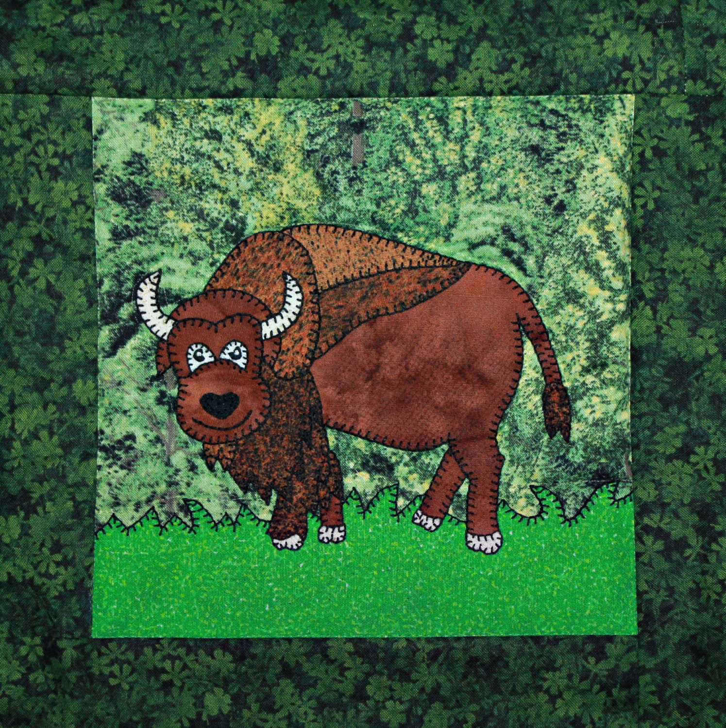 Bison or buffalo PDF applique quilt block pattern North