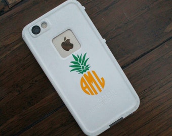 BOGO Pineapple Monogram Decal- Pineapple monogram sticker- Monogram Decal- Waterproof Monogram- Dishwasher safe monogram decal