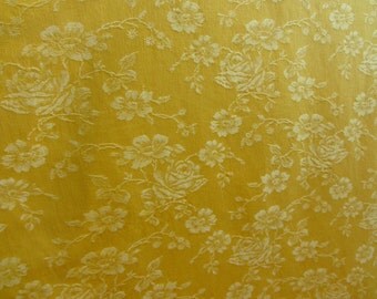 Vintage coupon Matress ticking fabric yellow background ref 11894 rose decor