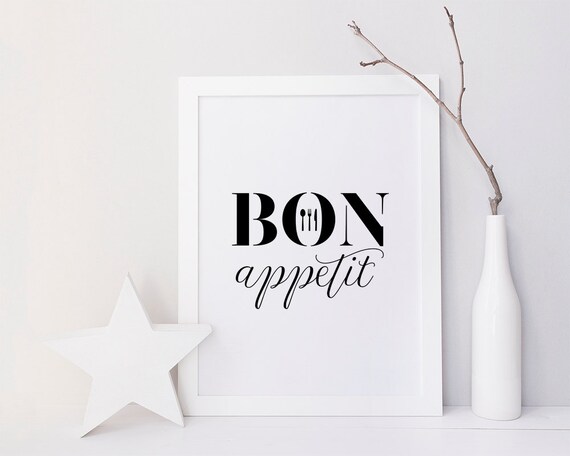 Bon Appetit Printable Poster Typography Print Black