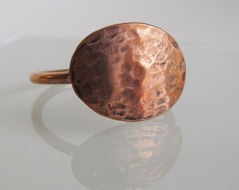 Solid Copper Ring - Hammered Copper Ring - Unique Rings for Women - Rustic Jewlery - Oxidized Jewelry - Pedant Ring Boho Rings
