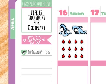 Munchkins - Shark Week Period Tracker Planner Stickers (M63)