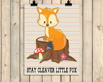 Fox Wall Art clever little fox | etsy Fox Wall Art clever little fox | etsy