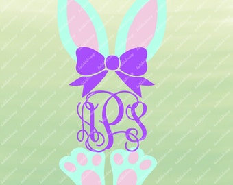 Bunny Monogram SVG, Bunny Ears and Feet, Easter Monogram SVG
