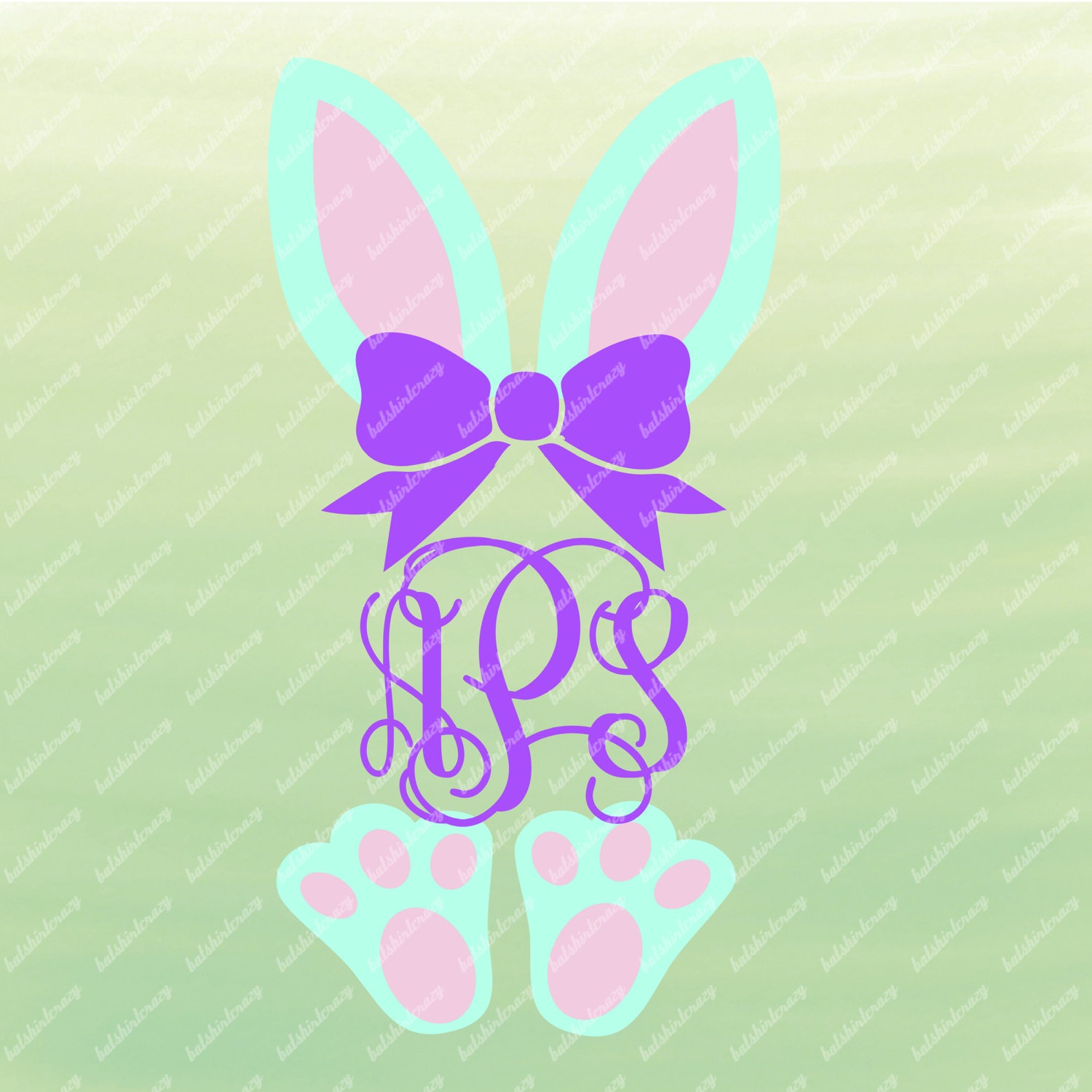 Download Bunny Monogram SVG Bunny Ears and Feet Easter Monogram SVG