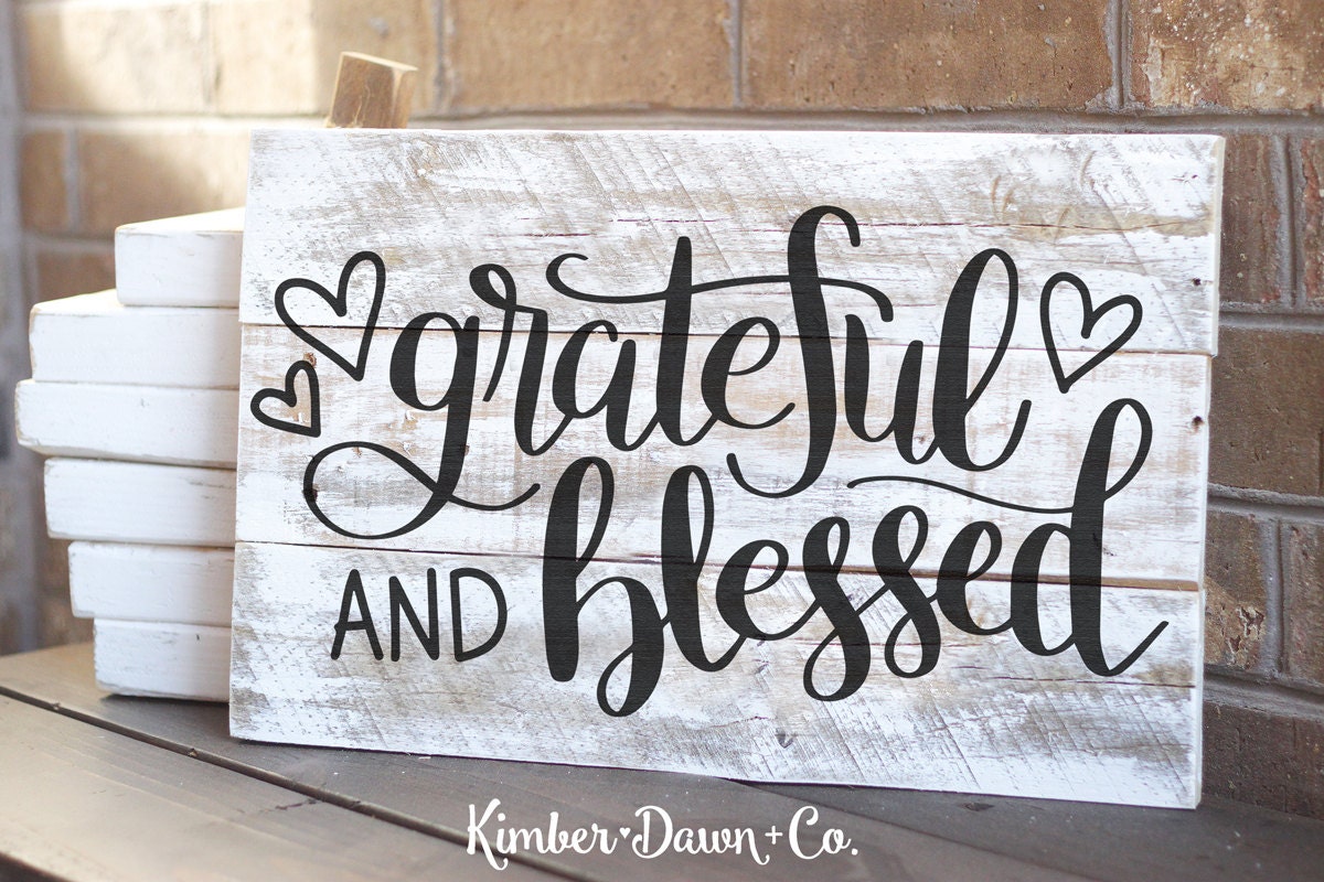 Download Hand Lettered Grateful and Blessed SVG Cut File