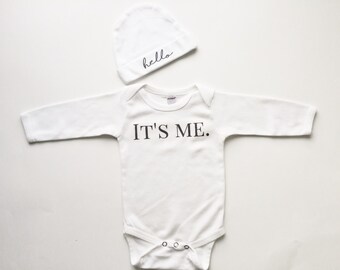 Hello It's Me, Newborn Set, Adele Onesie Set, Hello Kids Clothes, maxandmaekids, Max and Mae