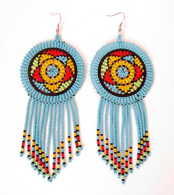 African Zulu beaded earrings by GoneRuralSafariCurio on Etsy