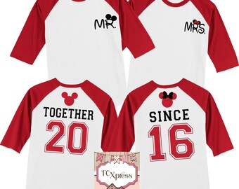 Together Since Disney Honeymoon / Anniversary 3/4 Sleeve Raglan Shirts, Disney Honeymoon, Disney Anniversary, Disney Vacation, Honeymoon