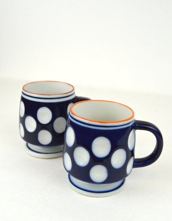 navy blue polka dot mugs set of 2 navy blue polka dot mugs set of 2