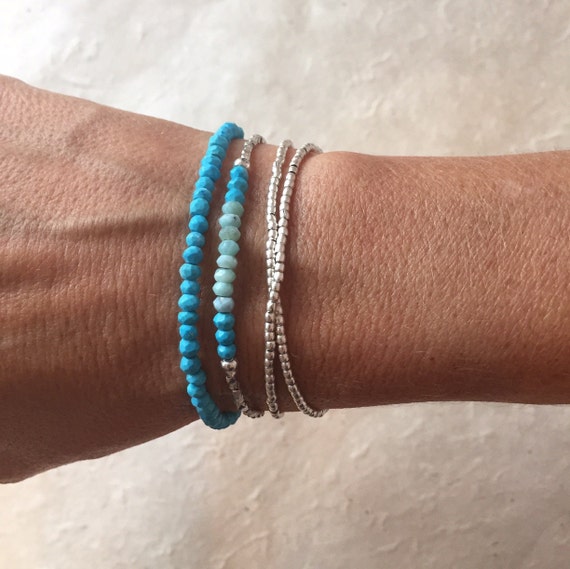 Turquoise and Larimar Karen Hill Tribe Thai Silver Beaded