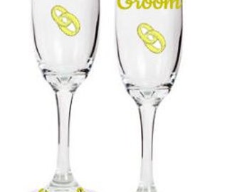 Custom Set of Bride and Groom Flute Toasting glasses (2) , Wedding Toasting Flutes, Toasting Glasses, Bride and Groom Toasting Flutes