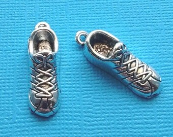 4 Running Shoe Charms Silver Athletic Shoe Charm Sneaker Charm Tennis Shoe Charm - CS2467