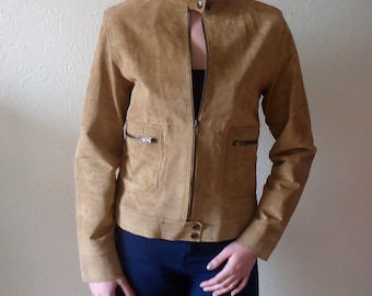 NEWPOST NEWS Leather jacket, women's size M genuine leather beige type brown Vintage Second Hand main image 1