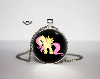 Pony Necklace, Pink hair pony pendant, Art Gifts, for Her, for him