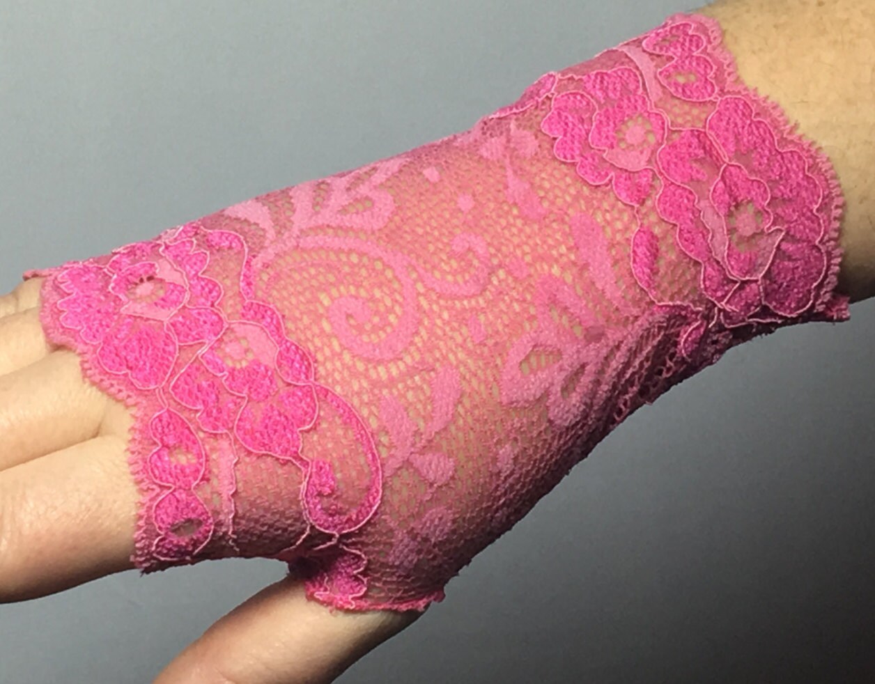 Pink Lace Gloves Wrist Accessories Boho by Inspiredthread on Etsy