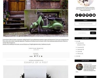 Blogger Template Premade Blogger Templates / Blog Template / Blogger Theme - Adalyn (Black)