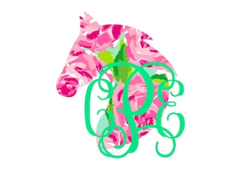 Lilly Horse Head Monogram Decal - Rider Decal - Horse Decal - Yeti Decal - Custom Decal - Monogram Car Decal - Horse Lover - Lilly