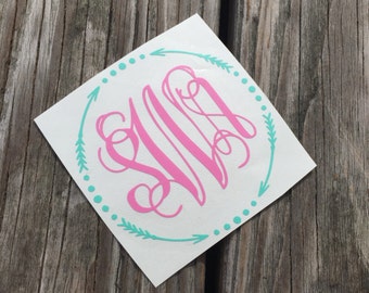 Two Color Monogram Decal | Arrow Circle Monogram Decal | Yeti Cup Decal | Laptop Decal | Car Decal | Custom Sticker | Personalized Monogram