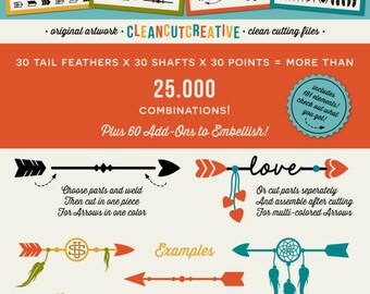 Arrow Toolkit SVG Arrows svg arrow monograms svg arrow frames svg Feathers svg boho tribal dreamcatcher - Studio DXF EPS Cricut & Silhouette
