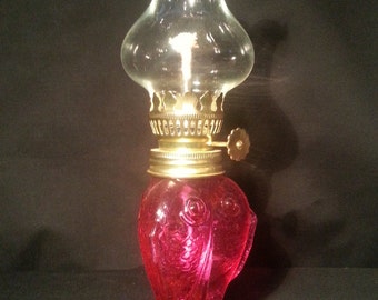 Small Oil Lamp Pink Fish, Three Hot Pink Fish Oil Lamp, Vintage Oil Lamp Never Used