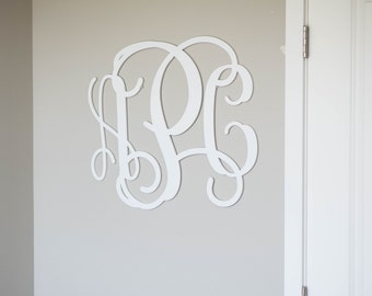 Painted Wooden Monogram, Wood Initials, Vine Script, Initials, Room, Wall, Nursery and Wedding, Door Hanger, Wall Hanging #2304