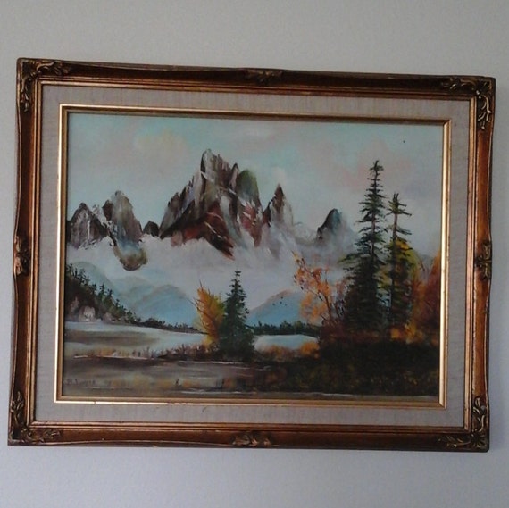 Items similar to Signed B Morris original oil painting mountains on Etsy