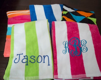 Monogrammed Beach Towel, Personalized Pool Towel, Embroidered Name on Towel, Bachelorette Party Favor, Child's Pool Party Favor