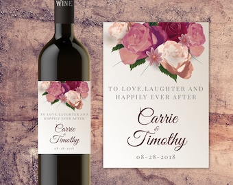 Wedding Wine Bottle Label, Custom Wine Bottle Labels for Wedding Tables, Bride and Groom Wedding Wine Bottle Label